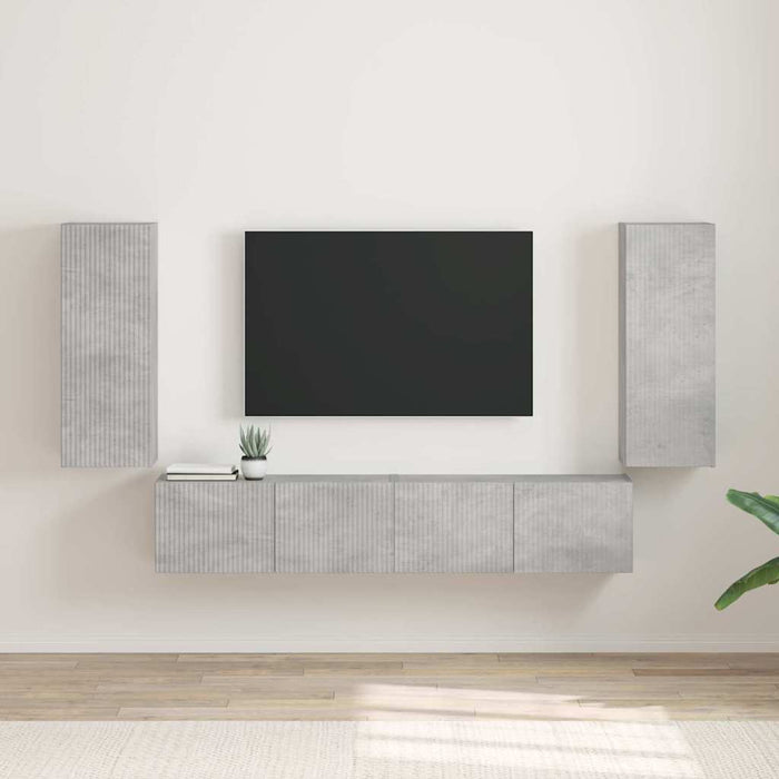 Dulap TV de perete 2 pcs Beton 30 x 31 x 80 cm Lemn compozit - WALTI WALTI
