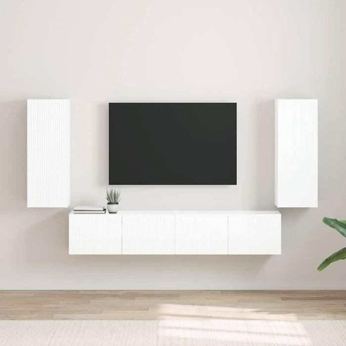 Dulap TV de perete Pe perete 2 pcs Alb Lucios 30 x 31 x 80 cm - WALTI WALTI