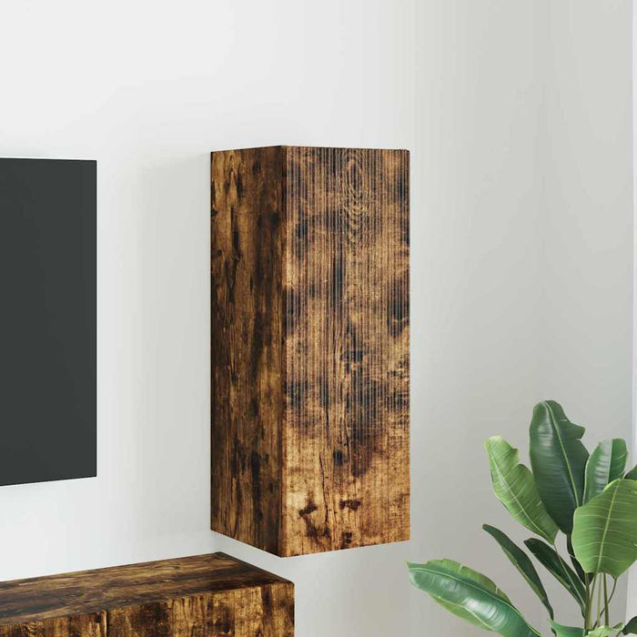 Dulap TV de perete Stejar fumuriu 30 x 31 x 80 cm Lemn compozit - WALTI WALTI