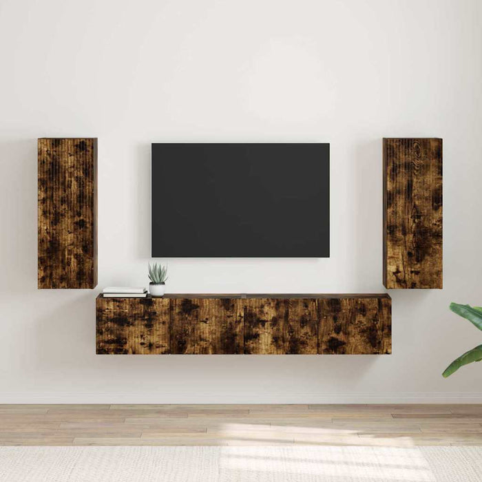 Dulap TV de perete 2 pcs Stejar fumuriu 30 x 31 x 80 cm - WALTI WALTI