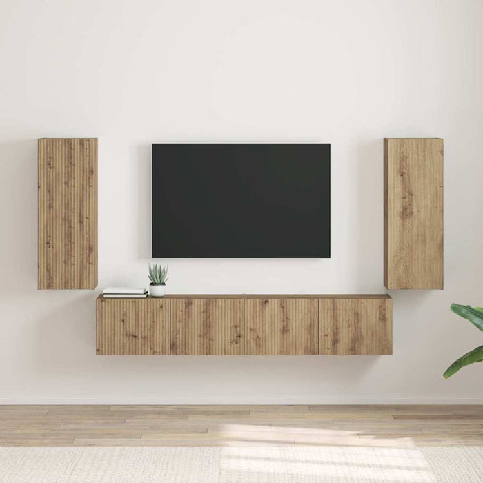 Dulap TV de perete 2 pcs Stejar artizanal 30 x 31 x 80 cm - WALTI WALTI