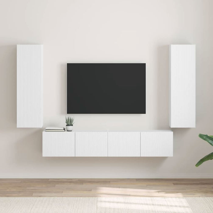 Dulap TV de perete 2 pcs Alb 30 x 31 x 100 cm Lemn compozit - WALTI WALTI