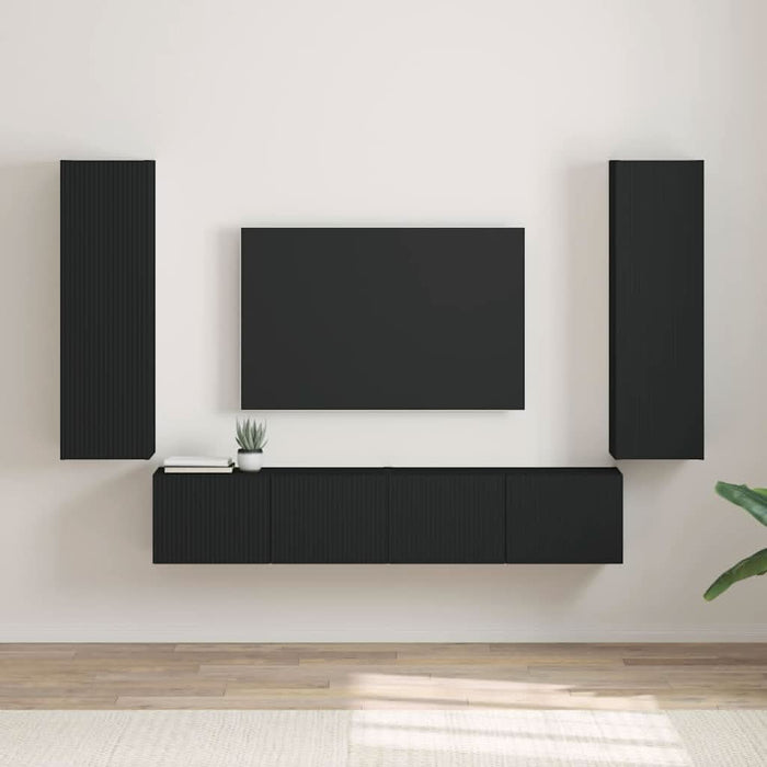 Dulap TV de perete 2 pcs Negru 30 x 31 x 100 cm Lemn compozit - WALTI WALTI