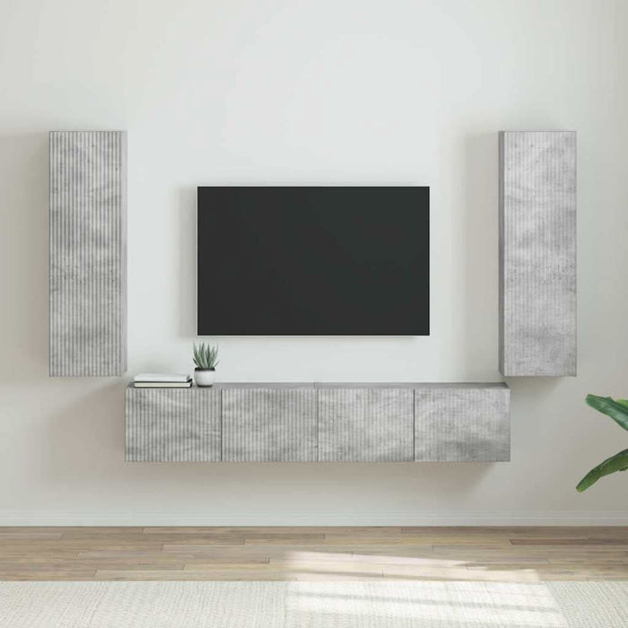 Dulap TV de perete 2 pcs Beton 30 x 31 x 100 cm Lemn compozit - WALTI WALTI