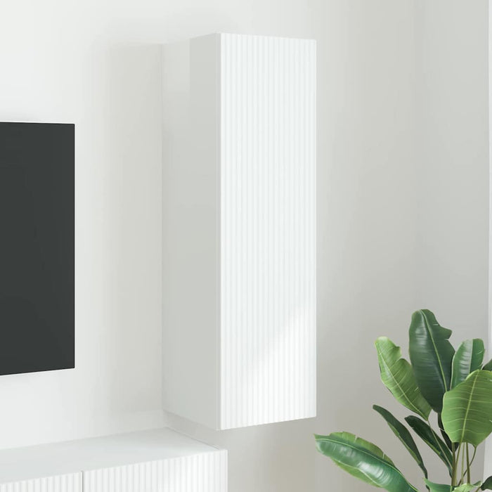 Dulap TV de perete Alb Lucios 30 x 31 x 100 cm Lemn compozit - WALTI WALTI