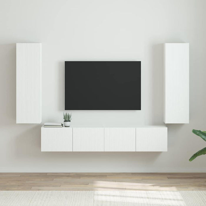 Dulap TV de perete Pe perete 2 pcs Alb Lucios 30 x 31 x 100 cm - WALTI WALTI