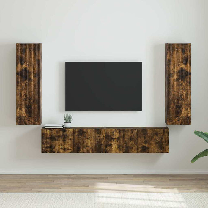 Dulap TV de perete 2 pcs Stejar fumuriu 30 x 31 x 100 cm - WALTI WALTI
