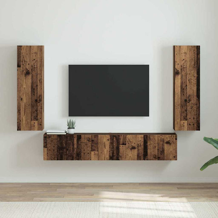 Dulap TV de perete Pe perete 2 pcs Lemn Vechi 30 x 31 x 100 cm - WALTI WALTI