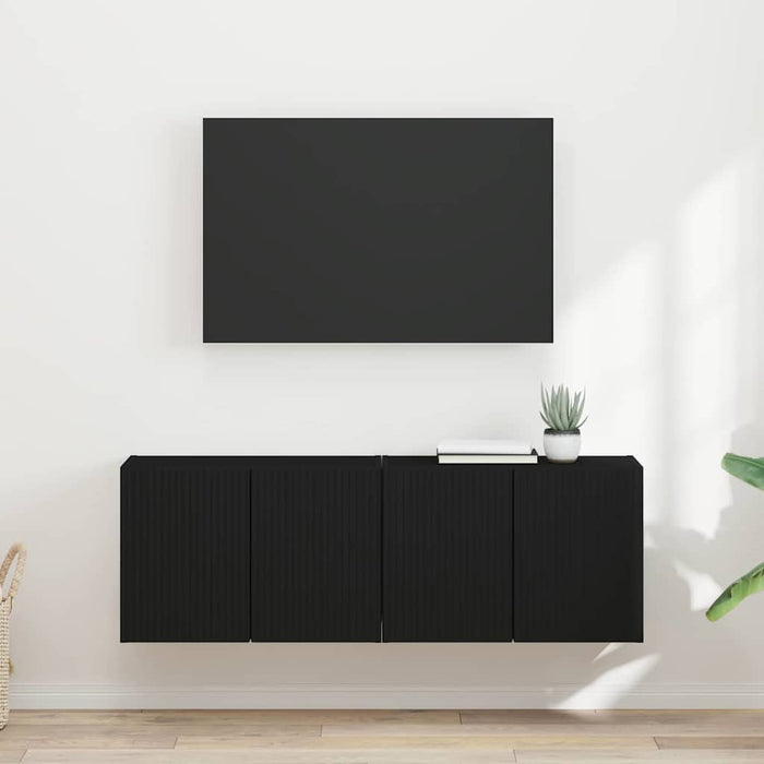 Dulap TV de perete 2 pcs Negru 59,5 x 31 x 40 cm Lemn compozit - WALTI WALTI