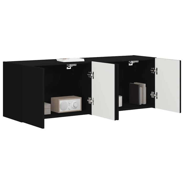 Dulap TV de perete 2 pcs Negru 59,5 x 31 x 40 cm Lemn compozit - WALTI WALTI