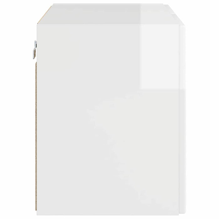 Dulap TV de perete Alb lucios 59,5 x 31 x 40 cm Lemn compozit - WALTI WALTI