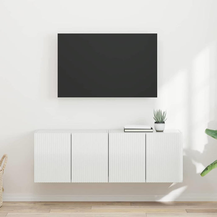 Dulap TV de perete Pe perete 2 pcs Alb lucios 59,5 x 31 x 40 cm - WALTI WALTI