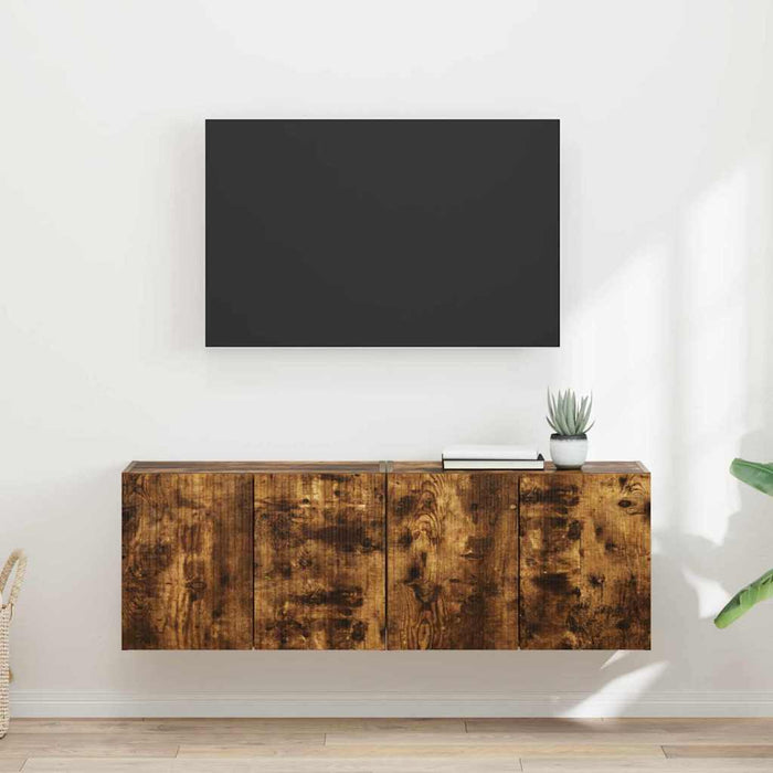 Dulap TV de perete 2 pcs Stejar fumuriu 59,5 x 31 x 40 cm - WALTI WALTI