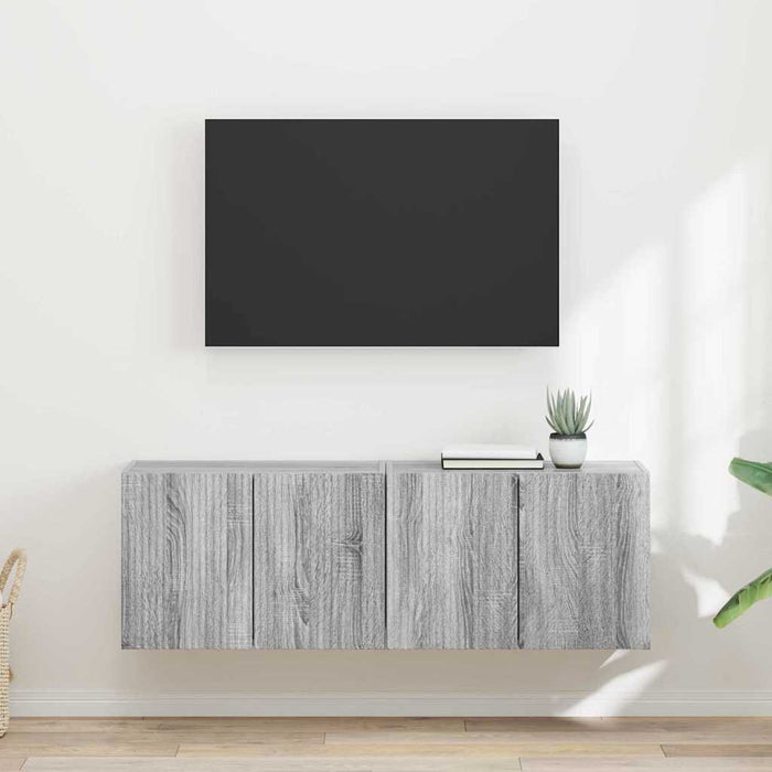 Dulap TV de perete Pe perete 2 pcs Gri Sonoma 59,5 x 31 x 40 cm - WALTI WALTI