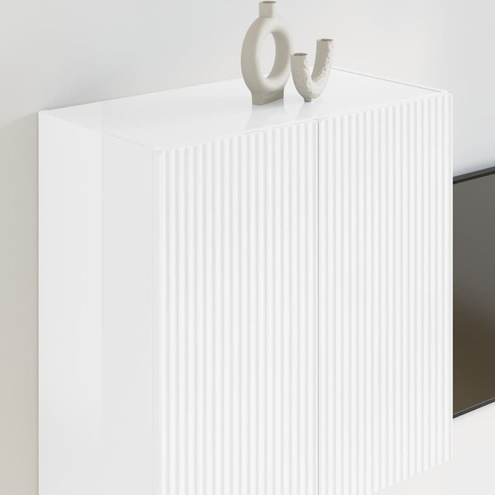 Dulap TV de perete Alb lucios 59,5 x 31 x 60 cm Lemn compozit - WALTI WALTI