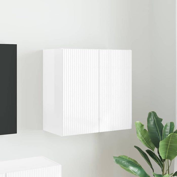 Dulap TV de perete Alb lucios 59,5 x 31 x 60 cm Lemn compozit - WALTI WALTI