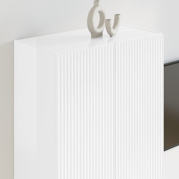Dulap TV de perete Alb lucios 59,5 x 31 x 80 cm Lemn compozit - WALTI WALTI