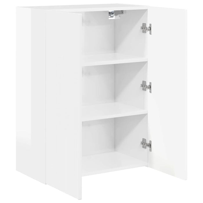 Dulap TV de perete Alb lucios 59,5 x 31 x 80 cm Lemn compozit - WALTI WALTI