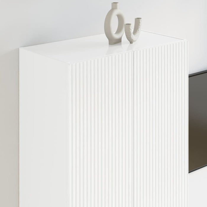 Dulap TV de perete Alb lucios 59,5 x 31 x 100 cm Lemn compozit - WALTI WALTI