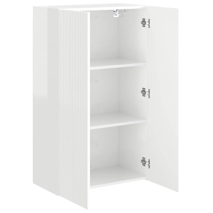 Dulap TV de perete Alb lucios 59,5 x 31 x 100 cm Lemn compozit - WALTI WALTI