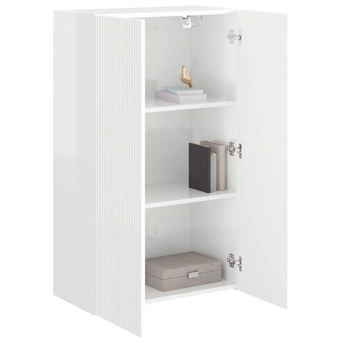 Dulap TV de perete Alb lucios 59,5 x 31 x 100 cm Lemn compozit - WALTI WALTI