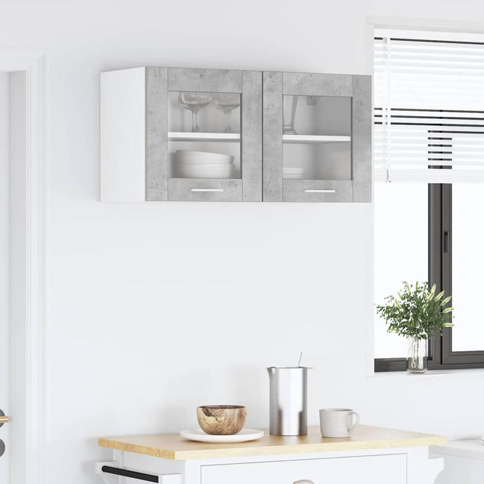 Dulap suspendat cu ușă Riga Gri beton și Alb 80 x 31 x 40 cm - WALTI WALTI