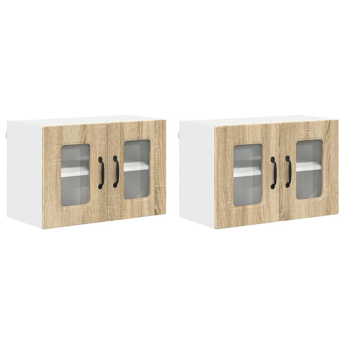 Dulap suspendat de bucătărie cu raft cu ușă 2 pcs Stejar Sonoma - WALTI WALTI