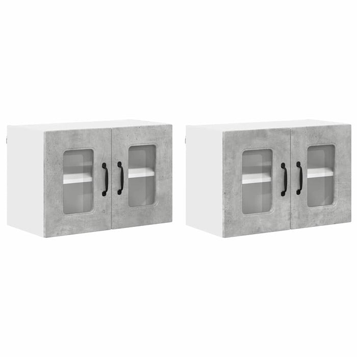 Dulap suspendat de bucătărie cu raft cu ușă 2 pcs Gri din beton - WALTI WALTI
