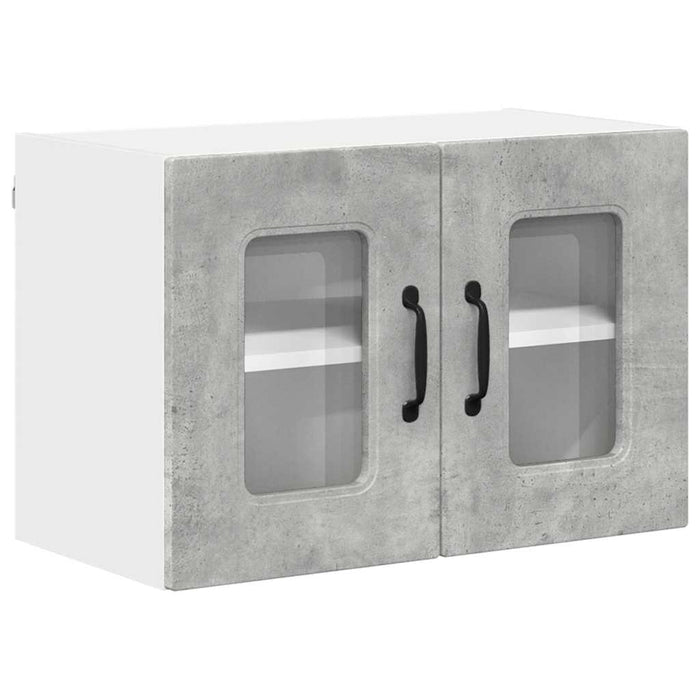 Dulap suspendat de bucătărie cu raft cu ușă 2 pcs Gri din beton - WALTI WALTI