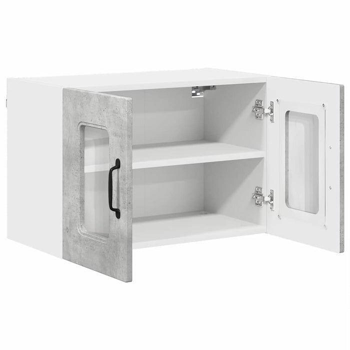 Dulap suspendat de bucătărie cu raft cu ușă 2 pcs Gri din beton - WALTI WALTI