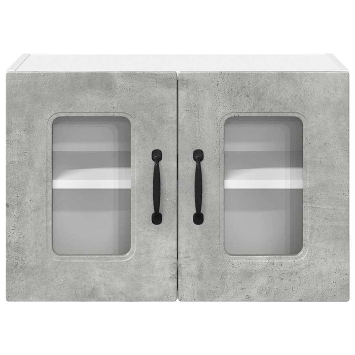 Dulap suspendat de bucătărie cu raft cu ușă 2 pcs Gri din beton - WALTI WALTI