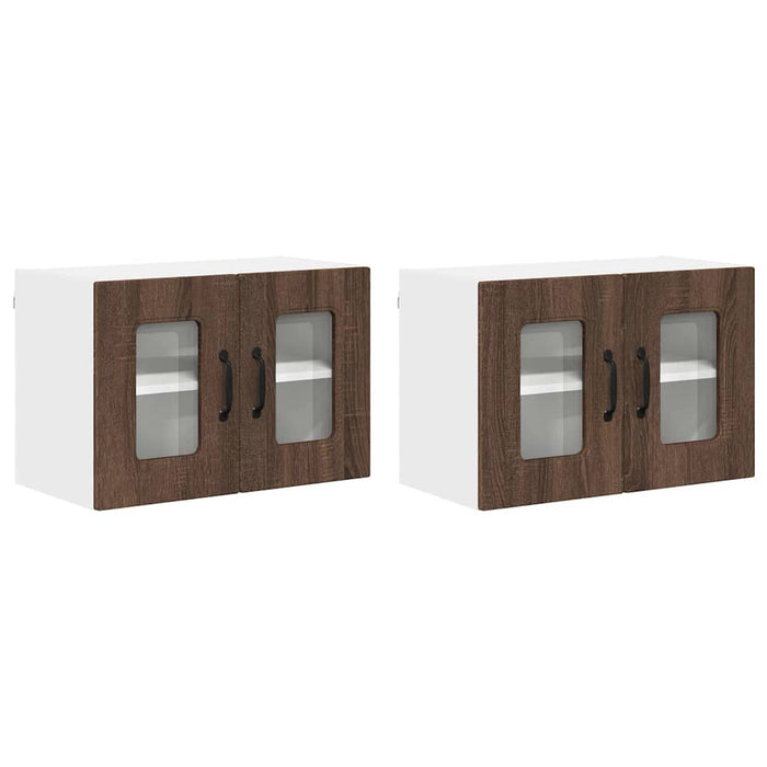 Dulap suspendat de bucătărie cu raft cu ușă 2 pcs Stejar închis - WALTI WALTI