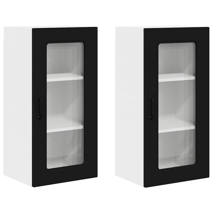 Dulap suspendat de bucătărie cu ușă 2 pcs Negru 40 x 31 x 80 cm - WALTI WALTI