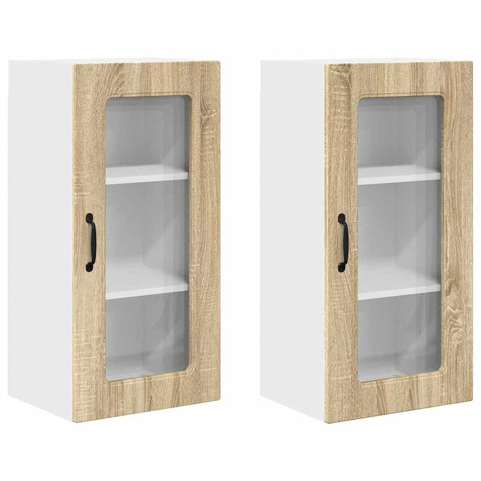 Dulap suspendat de bucătărie cu raft cu ușă 2 pcs Stejar Sonoma - WALTI WALTI