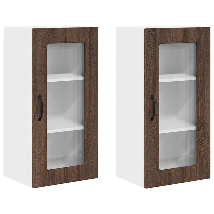 Dulap suspendat de bucătărie cu raft cu ușă 2 pcs Stejar închis - WALTI WALTI
