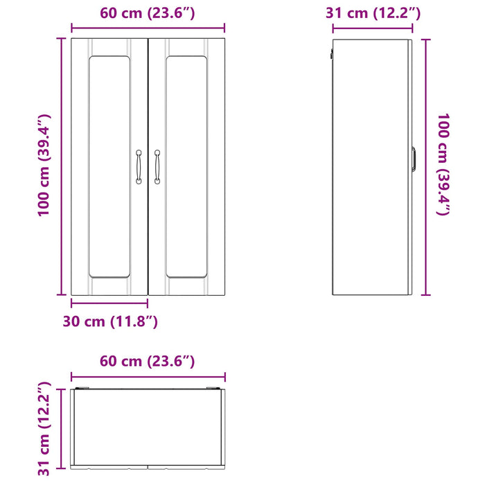 Dulap suspendat de bucătărie Pe perete Negru 60 x 31 x 100 cm - WALTI WALTI