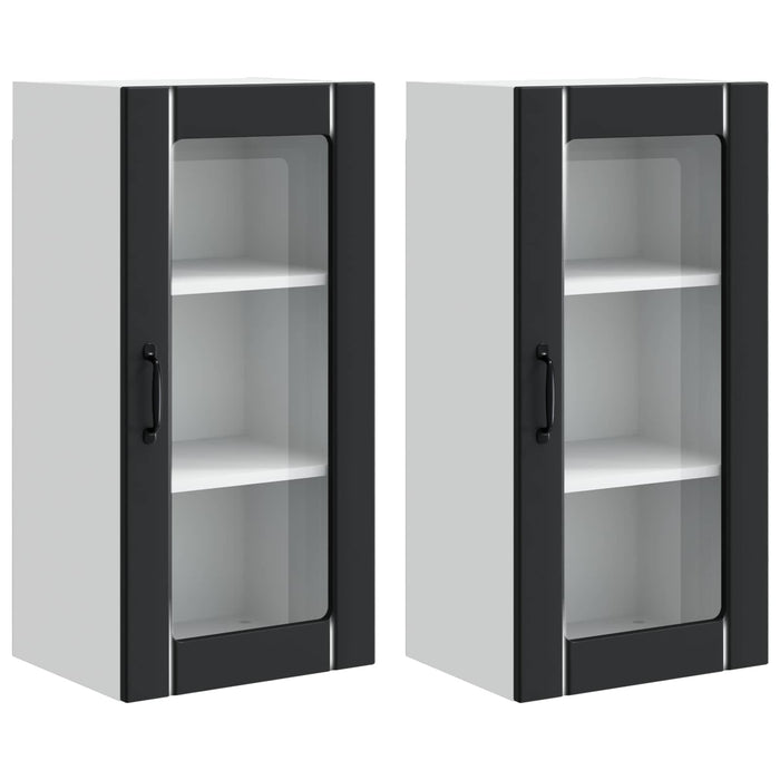 Dulap de bucătărie 2 pcs Negru 40 x 31 x 80 cm Lemn compozit - WALTI WALTI