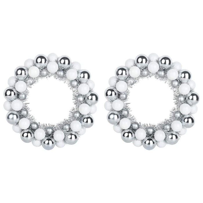 Coronite cu bile de Craciun 2 pcs Alb și Argintiu - WALTI WALTI
