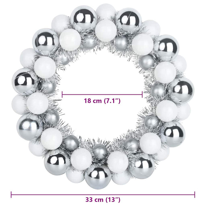 Coronite cu bile de Craciun 2 pcs Alb și Argintiu - WALTI WALTI