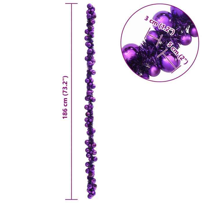 Ghirlandă cu Bile de Crăciun Violet 186 cm Polistiren - WALTI WALTI