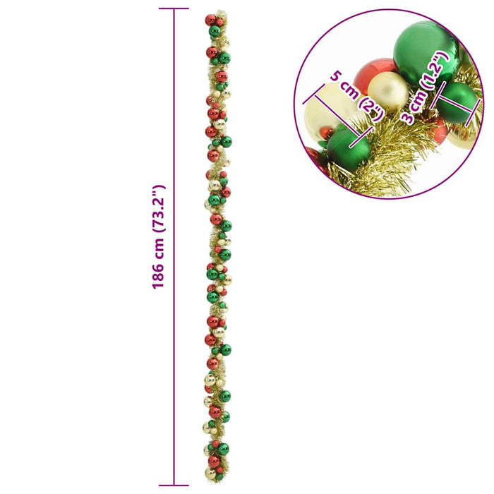 Ghirlandă cu Bile de Crăciun Multicolour 186 cm Polistiren - WALTI WALTI