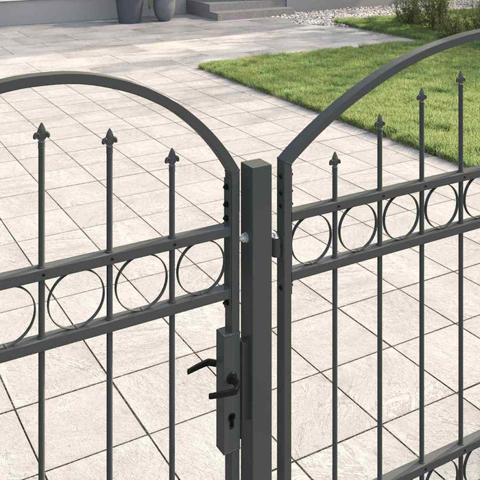 Poartă pentru Gard cu Vârf Arcuit Gri 4 x 1,25 m Oțel - WALTI WALTI