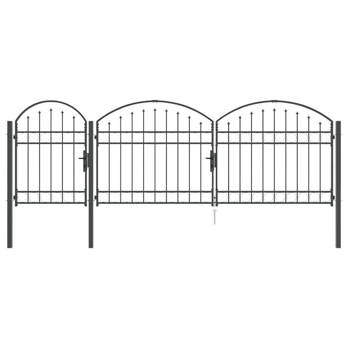 Poartă pentru Gard cu Vârf Arcuit Gri 4 x 1,25 m Oțel - WALTI WALTI