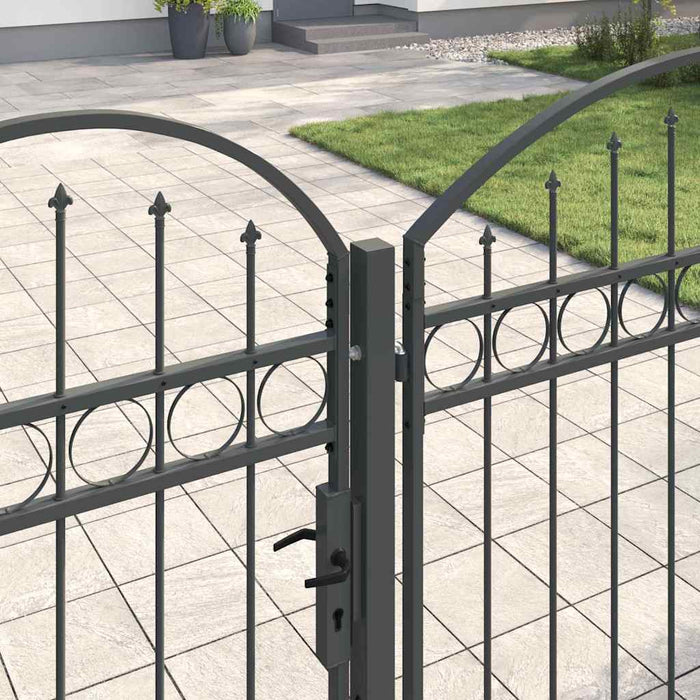 Poartă pentru Gard cu Vârf Arcuit Gri 400 x 100 cm Oțel - WALTI WALTI