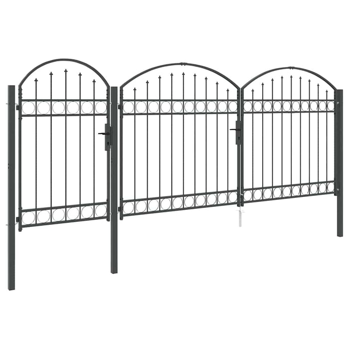 Poartă pentru Gard cu Vârf Arcuit Gri 400 x 100 cm Oțel - WALTI WALTI