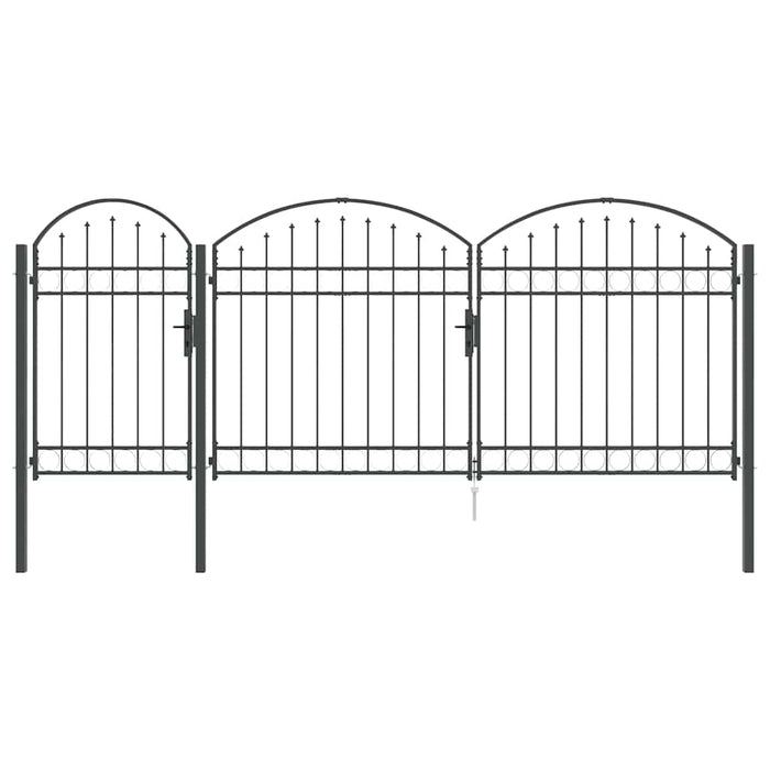 Poartă pentru Gard cu Vârf Arcuit Gri 400 x 100 cm Oțel - WALTI WALTI