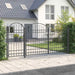 Poartă pentru Gard cu Vârf Arcuit Gri 400 x 125 cm Oțel - WALTI WALTI