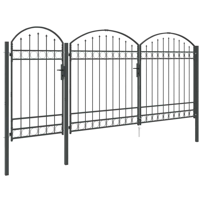 Poartă pentru Gard cu Vârf Arcuit Gri 400 x 125 cm Oțel - WALTI WALTI