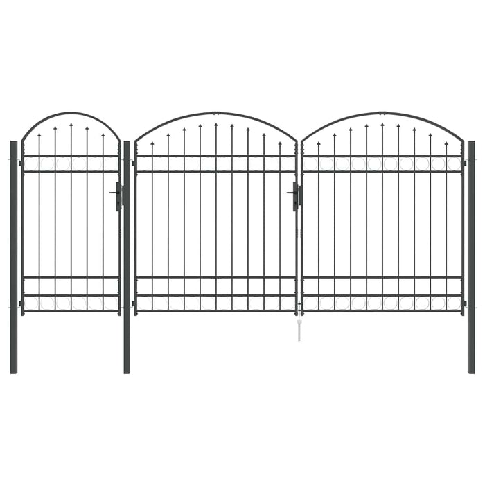 Poartă pentru Gard cu Vârf Arcuit Gri 400 x 125 cm Oțel - WALTI WALTI