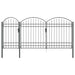 Poartă pentru Gard cu Vârf Arcuit Gri 400 x 125 cm Oțel - WALTI WALTI